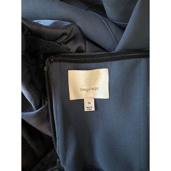 CINQ À SEPT Teo Ruched Satin Sheath Mini Dress Blue Womens Size 14 - Picture 10 of 12